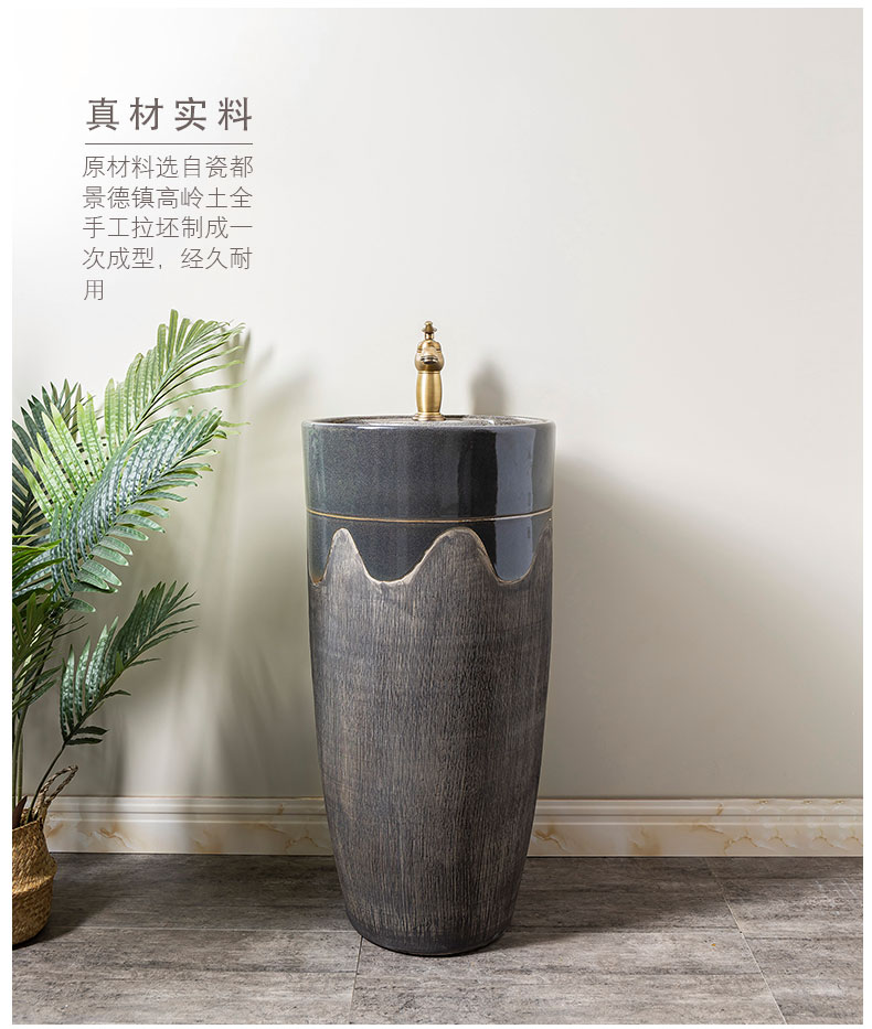 Ceramic column basin restoring ancient ways of household toilet lavatory basin sink balcony is suing floor one column 2