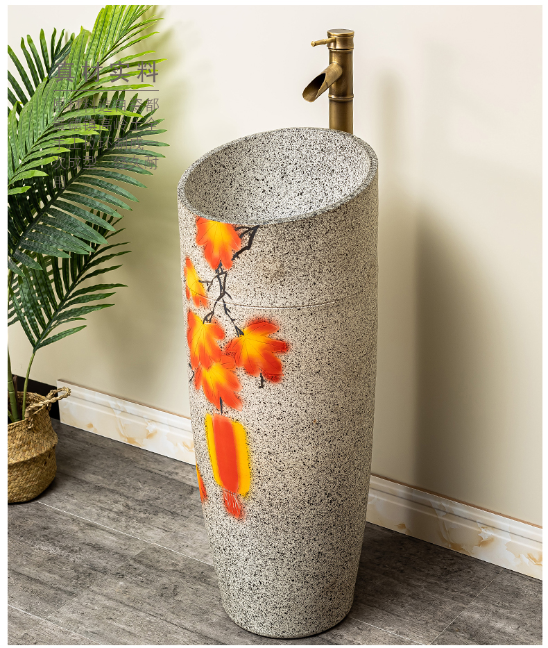 Pillar lavabo courtyard pool floor integrated basin balcony column basin ceramic lavatory toilet 4