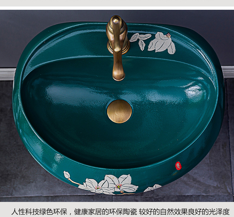 Household lavabo floor pillar basin courtyard balcony toilet stage basin integrated basin ceramic sinks. 2