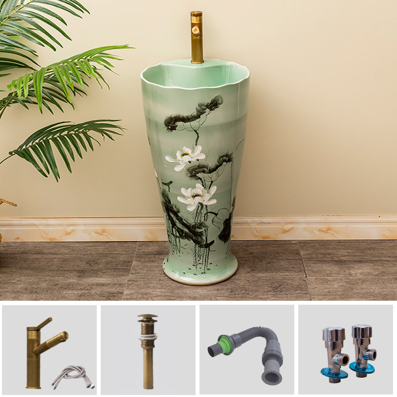 Is suing garden ceramics column basin of the balcony floor type lavatory household toilet lavabo lotus