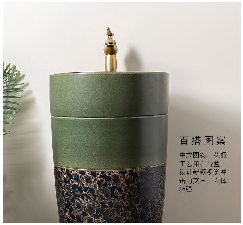 Ceramic column basin restoring ancient ways of household toilet lavatory basin sink balcony is suing floor one column 9