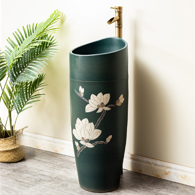 Pillar lavabo courtyard pool floor integrated basin balcony column basin ceramic lavatory toilet 3