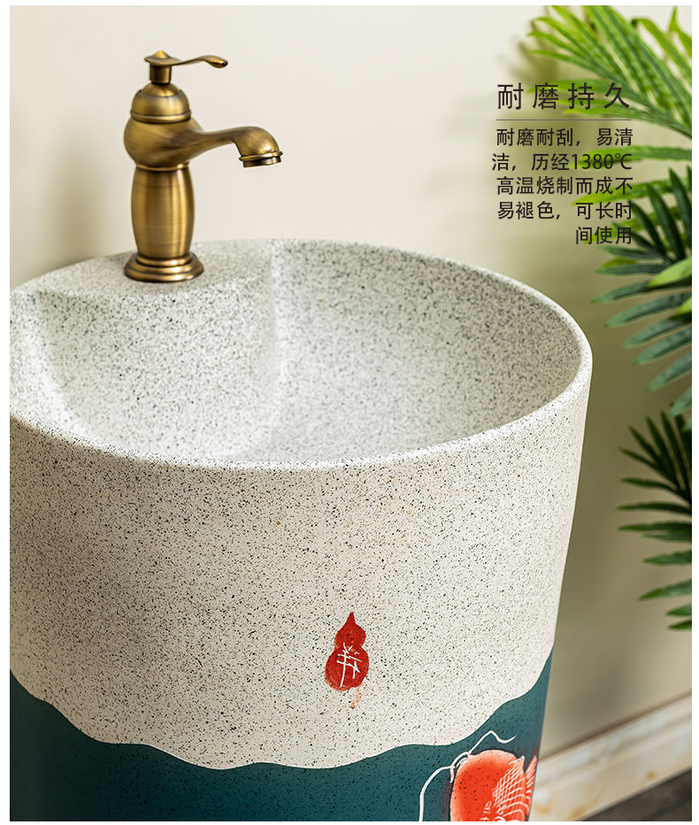 Pillar lavabo courtyard pool floor integrated basin bathroom balcony column basin ceramic lavatory 7