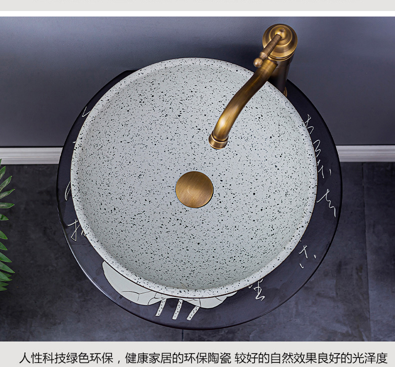 Household lavabo floor pillar basin courtyard balcony toilet stage basin integrated basin ceramic lavatory 3