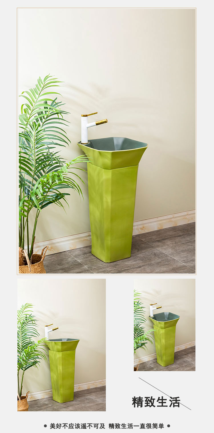 Cyan square ceramic one - piece floor pillar basin of household toilet lavatory contracted Nordic lavabo