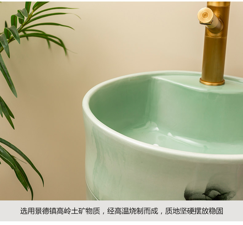 Chinese lotus ceramic one pillar type lavatory floor is suing garden sinks balcony sink