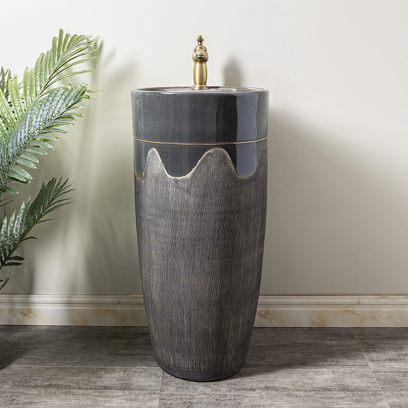 Ceramic column basin restoring ancient ways of household toilet lavatory basin sink balcony is suing floor one column 2