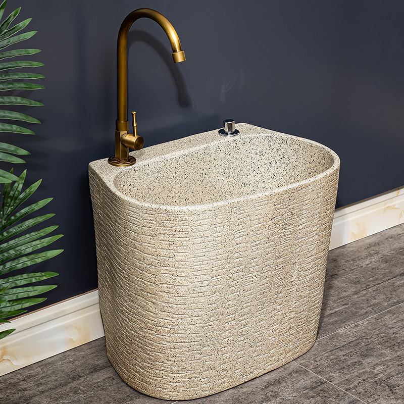 Mop pool floor integrated Home Makeup Room Mop Pool Balcony Outdoor Washbasin Ceramic Mound pool 5