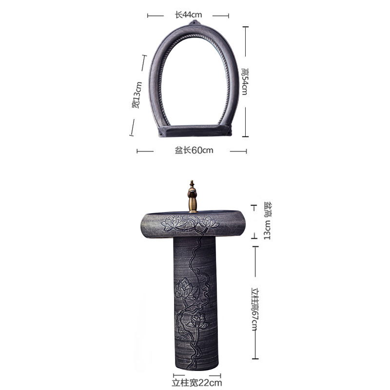 Household lavabo floor pillar basin courtyard balcony toilet stage basin integrated basin ceramic sinks 8