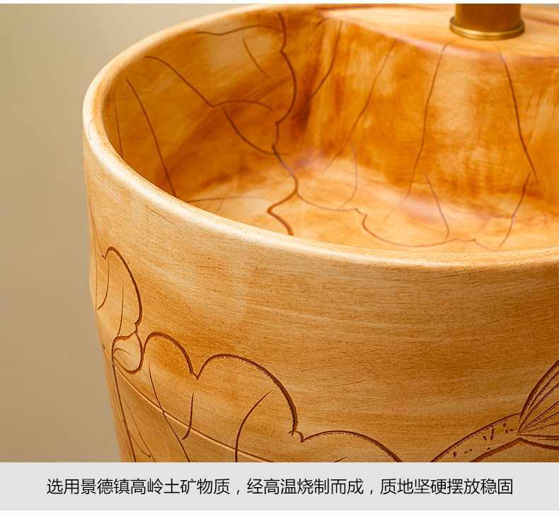 One - piece pillar carved lotus ceramics basin floor balcony is suing household toilet lavabo lavatory