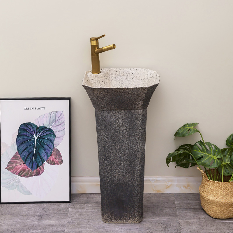 Retro one - piece floor pillar basin is suing garden ceramic lavatory industrial basin of wash one household wind on the balcony