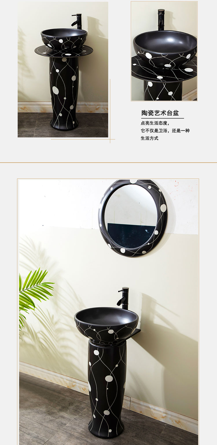 Ceramic column basin one pillar lavabo household toilet lavatory floor archaize sink the balcony