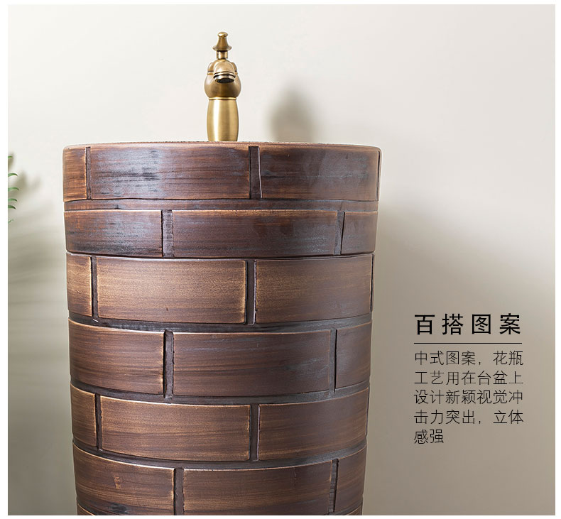 Ceramic column basin restoring ancient ways of household toilet lavatory basin sink 8 balcony is suing floor one column