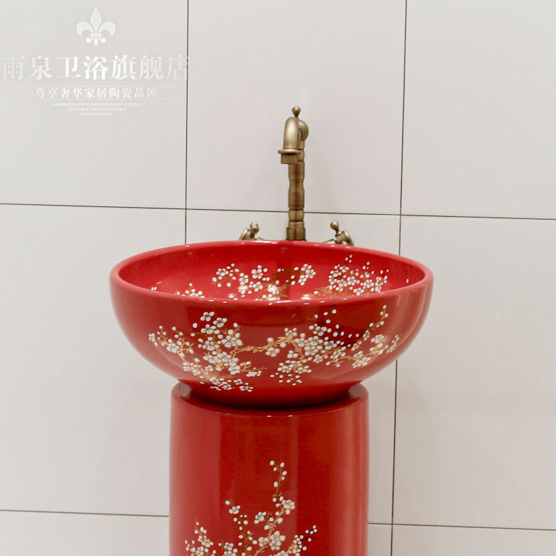 Jingdezhen art lavatory basin sink the lavatory basin the post column one - piece ceramics basin conjoined