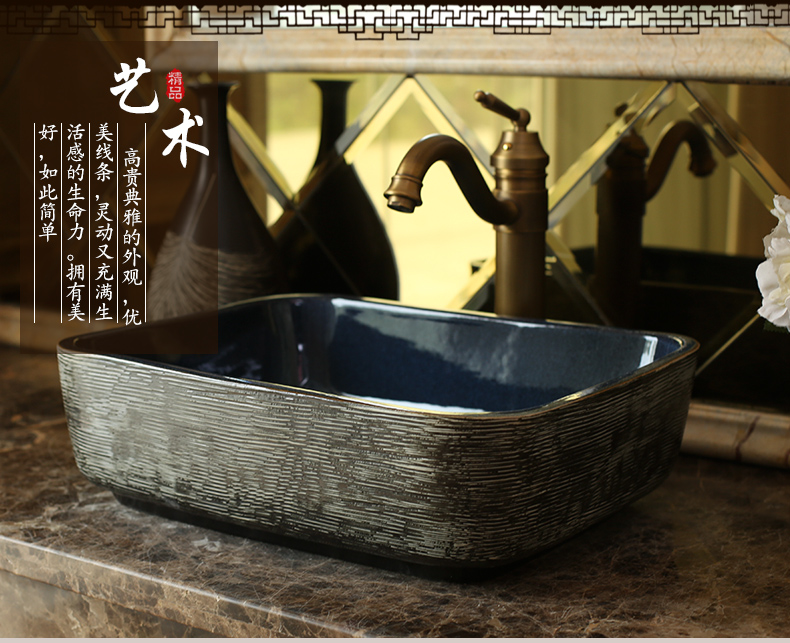 Jingdezhen ceramic stage basin square carved antique toilet lavatory sink glaze increased thickening