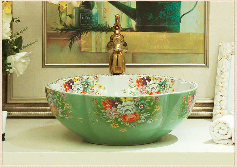 Jingdezhen ceramic stage basin toilet petals European - style hotel, the pool that wash a face to wash its contracted art the sink