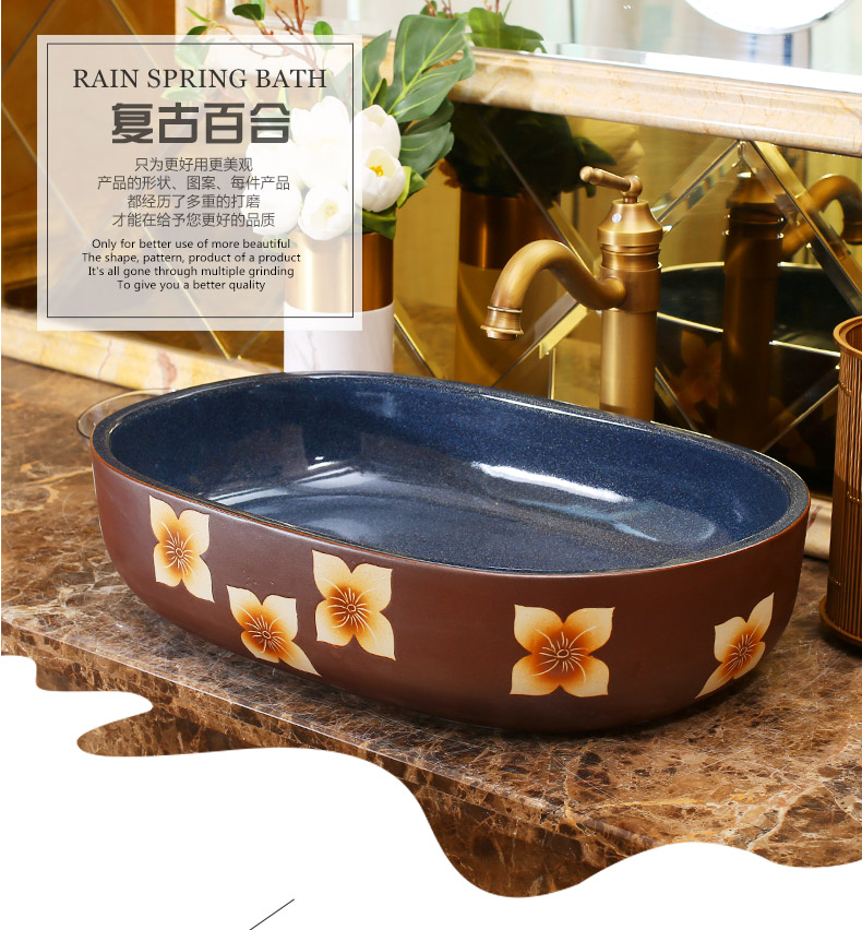 Jingdezhen ceramic stage basin art hotel European archaize elliptical lavatory toilet lavabo