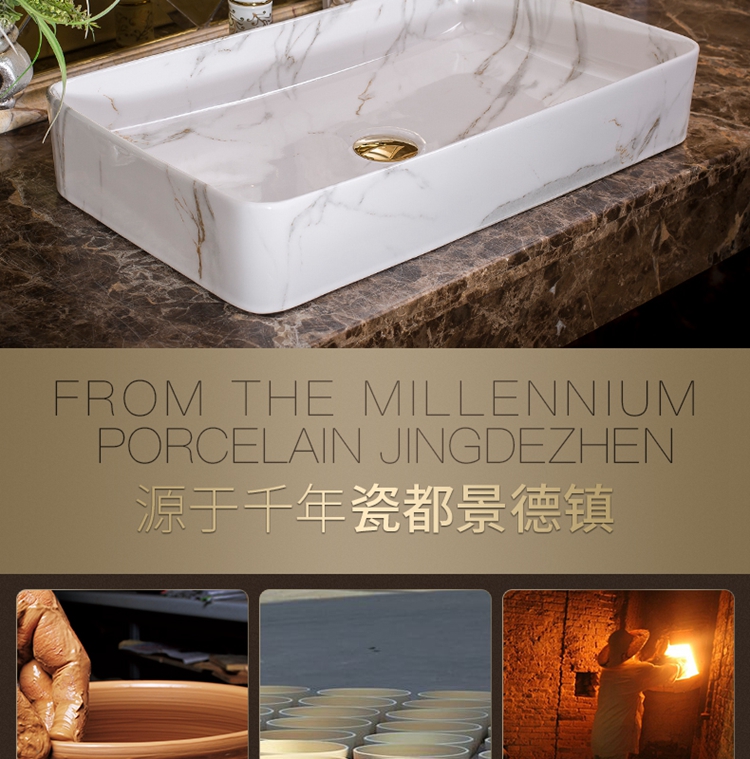 Jingdezhen ceramic art basin on its extended rectangle bathroom marble sinks the sink basin