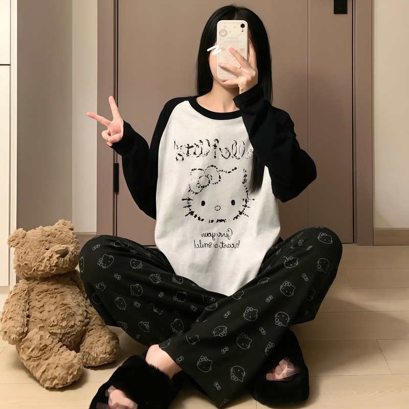 Pajamas for Women, Spring and Autum, Pure Cotton, Long-Sleeved Pants, 2026 New Style, Can Be Worn Outside, Autum and Winter Student Home Wear Set Pajamas for Women, Spring and Autum, Pure Cotton, Long-Sleeved Pants, 2026 New Style, Can Be Worn Outside, Autum and Winter Student Home Wear Set