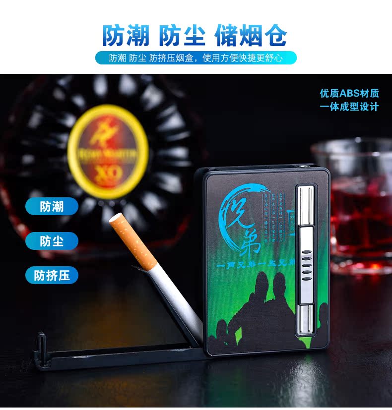 Hộp đựng thuốc lá siêu mỏng 10 que hút khói tự động với hộp chống gió sáng tạo hộp bảo vệ thuốc lá hình ảnh màu DIY - Bật lửa bật lửa dupont chính hãng