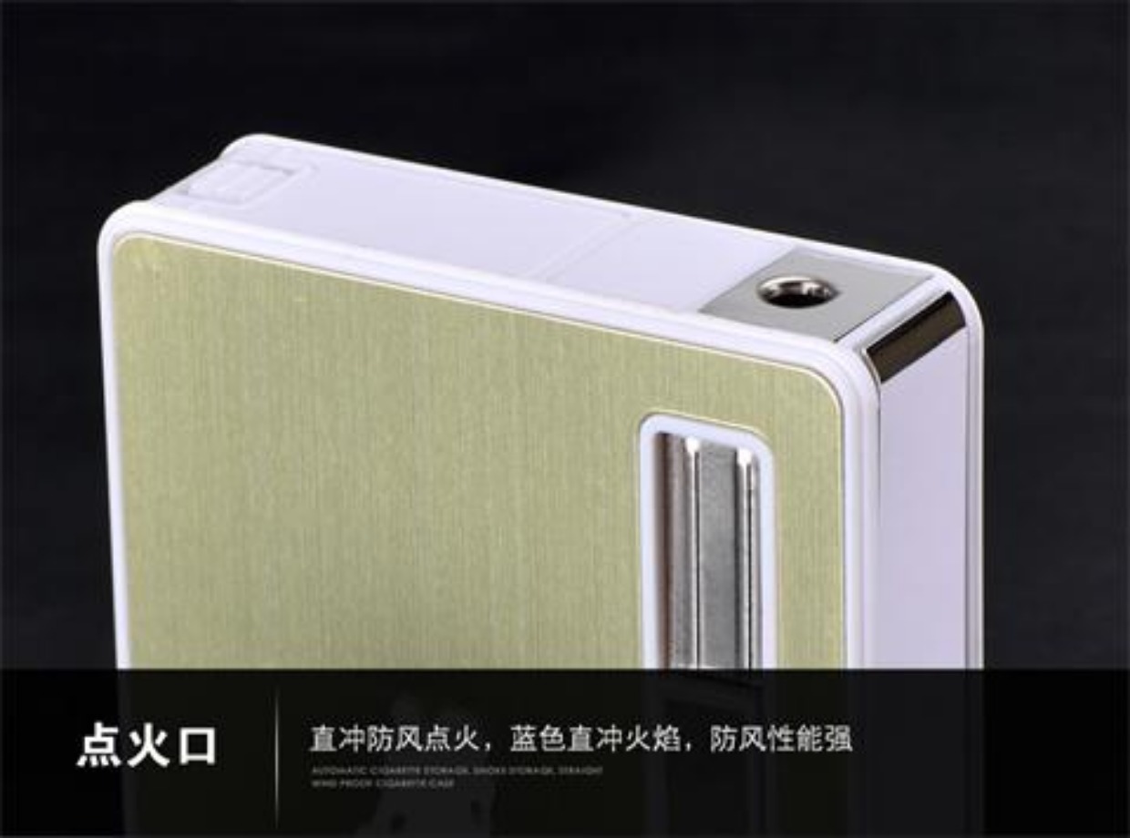 Hộp đựng thuốc lá 10 20 que hút thuốc tự động với bật lửa gió Sáng tạo cá tính hộp thuốc lá nam chữ DIY - Bật lửa bật lửa hình súng