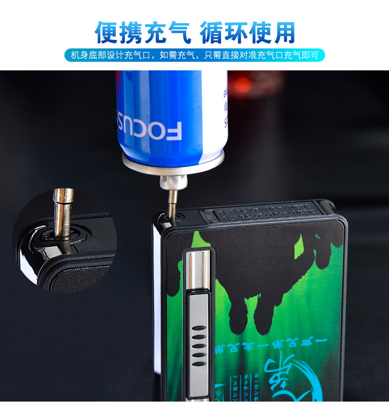 Hộp đựng thuốc lá siêu mỏng 10 que hút khói tự động với hộp chống gió sáng tạo hộp bảo vệ thuốc lá hình ảnh màu DIY - Bật lửa bật lửa dupont chính hãng