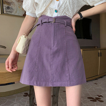 Purple denim skirt women Summer high waist A- line dress 2021 new spring and autumn small man hip short skirt ins