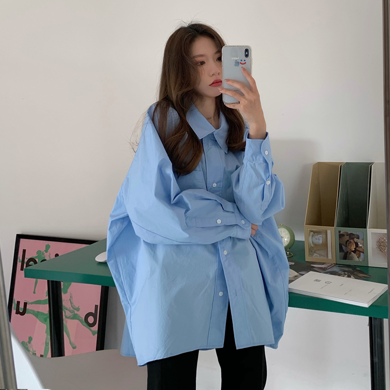 Blue shirt jacket women's design sense niche shirt 2021 new summer thin section sunscreen port wind long-sleeved top