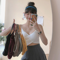 White small camisole vest female summer outside wearing Net red beauty back sexy chest design sense inside short coat