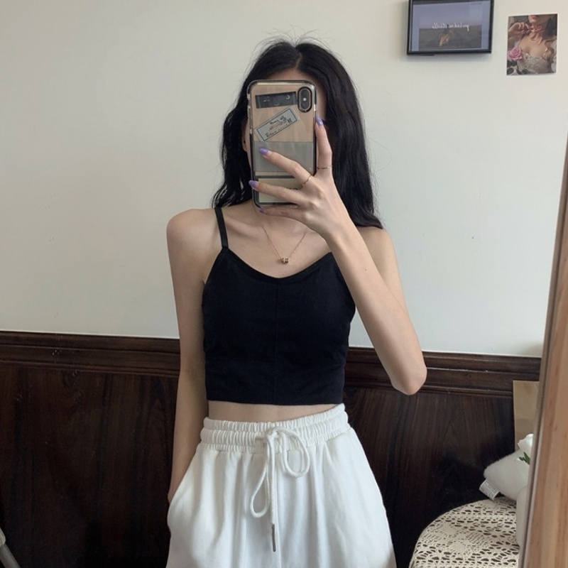 Black camisole female inner with summer bandeau hot girl top beauty back underwear student high school anti-light wrapped chest