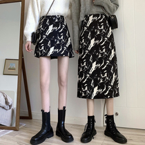 Spring and autumn skirt 2021 new design sense tie dye skirt womens high waist A- line dress temperament hip skirt