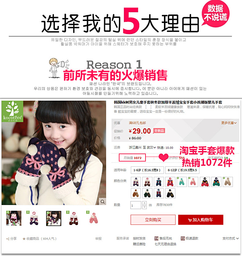 Gants pour enfants KOCOTREE en de laine - Ref 2146028 Image 8