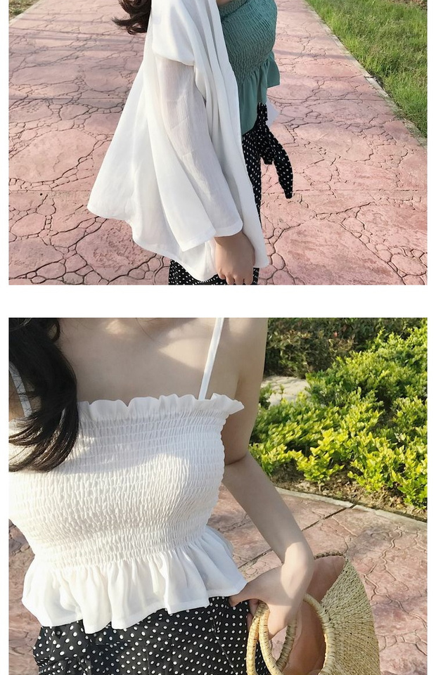 Hồng Kông hương vị dây đeo đáy xếp li áo khoác gió sang trọng ngắn ống top áo yếm nhỏ mặc phụ nữ mùa hè váy đầm đẹp