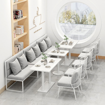 Nordic commercial restaurant table and chair combination simple modern wall sofa deck cafe casual marble dining table