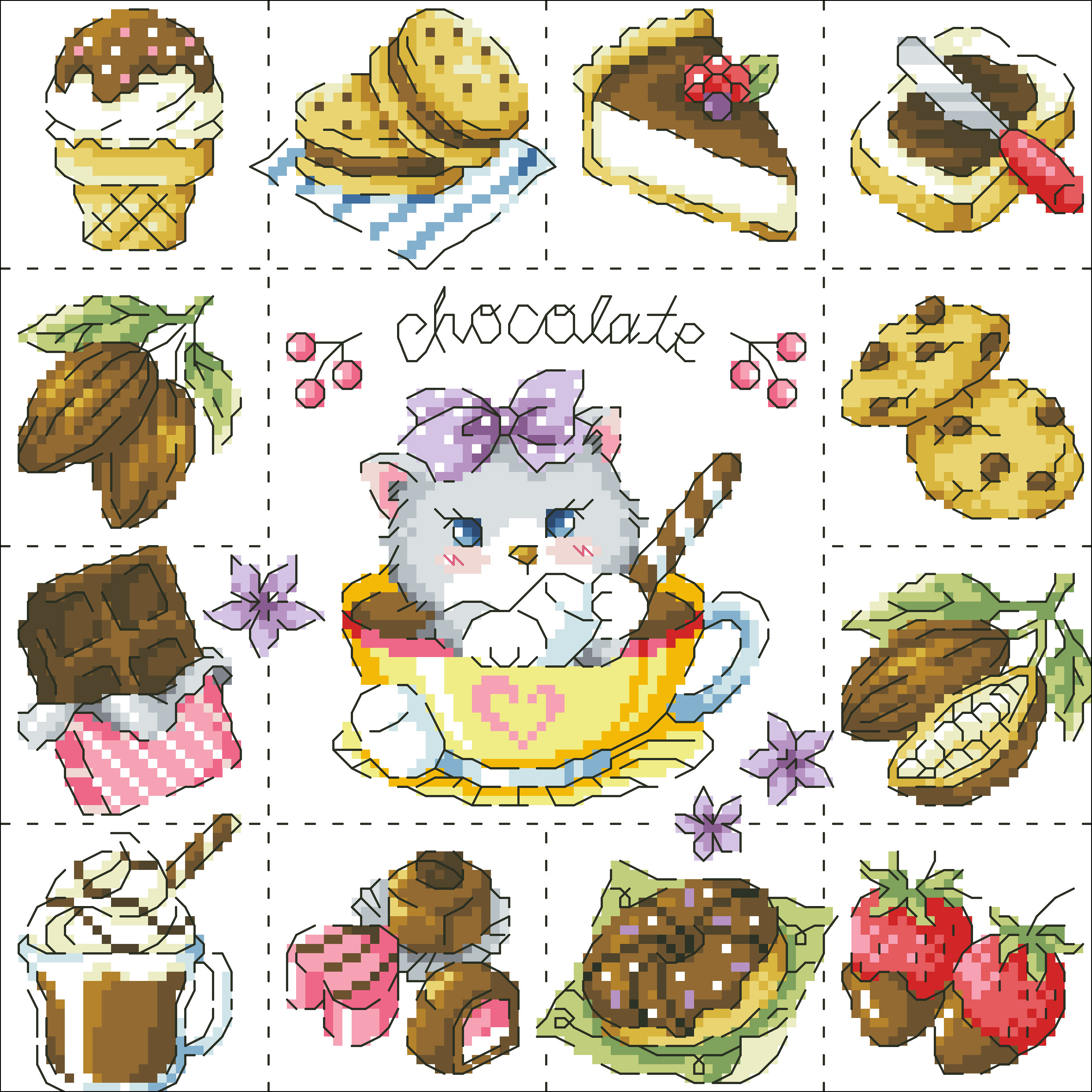 (Zhang Xiaocold) Cross embroidery DMC R line self - fitting kit plastic plate refrigerator paste chocolate cat