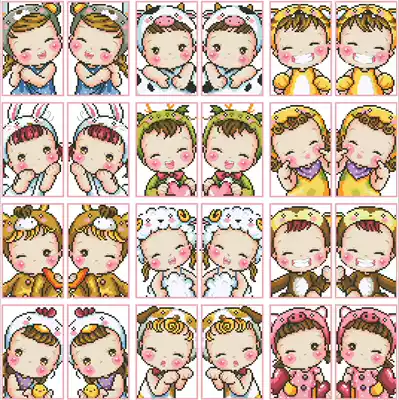 (Zhang Xiaolang) Cross-stitch DMC R line with cartoon character card set to send corner protection 12 Zodiac doll