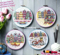 (Zhang Xiaolang) Cross-stitch DMC R self-equipped 14CT plastic board without cloth sleeve cotton cloth round landscape
