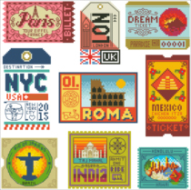 (Zhang Xiaolang) Cross-stitch DMC R line self-matching kit plastic board refrigerator Sticker City postmark