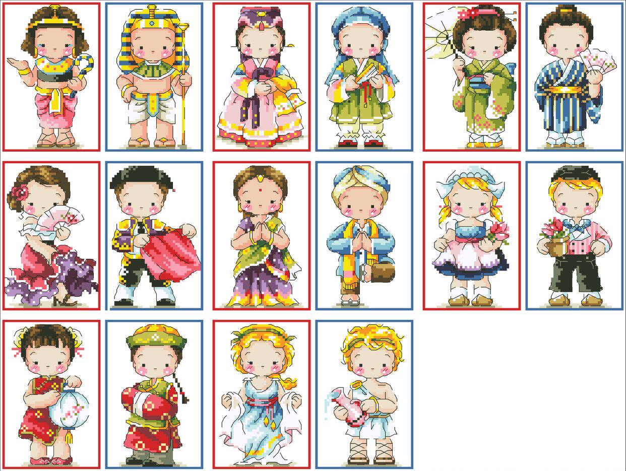 (Zhang Xiaocold) Cross embroidery DMC R line self - equipped cartoon character card set to escort world couple