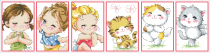 (Zhang Xiaolang) Cross stitch DMC R line self-equipped cartoon character card set to send corner protection Yoga Girl and cat