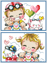 (Zhang Xiaolang) Cross-stitch DMC R line with cartoon character card set to send corner guard motorcycle holiday tour