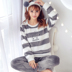 Bộ đồ ngủ flannel mùa thu và mùa đông phiên bản Hàn Quốc cỡ lớn dễ thương có thể mặc bên ngoài bộ đồ dịch vụ gia đình bộ đồ thể thao nữ Bên ngoài ăn mặc