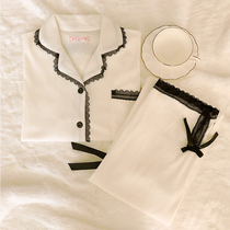 Senior feel pajamas women cotton long sleeve thin set Net red explosive 2021 simple sweet princess style home clothes