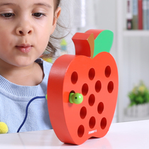 Child worms eat apple string of beads threading fine action to train infants Early teaching Puzzle Baby Toys 1-3-2 2 old