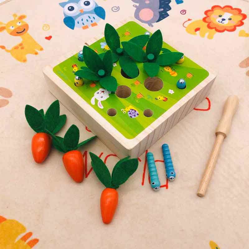 Children's puzzle catching bug game to catch caterpillar magnetic fishing rod toy baby hand fine motor training