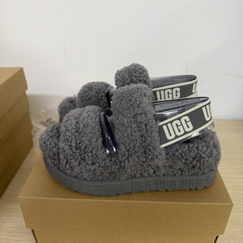 Ugg Official Store Genuine Product, Fashionable Thick-Soled Furry Comfortable Elastic Strap Furry Sandals for Women 1120876