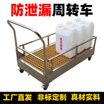 Food and drug stainless steel anti-leak cart clean workshop chemical industrial waste liquid storage cart turnover transfer cart
