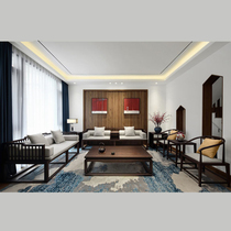 New Chinese style solid wood living room sofa modern villa model room Zen sofa small apartment living room furniture can be customized