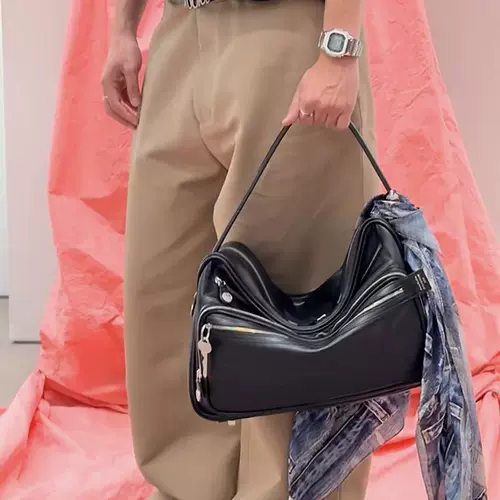 Цепочка с молнией, ключница, подвеска, сумка на одно плечо, из натуральной кожи