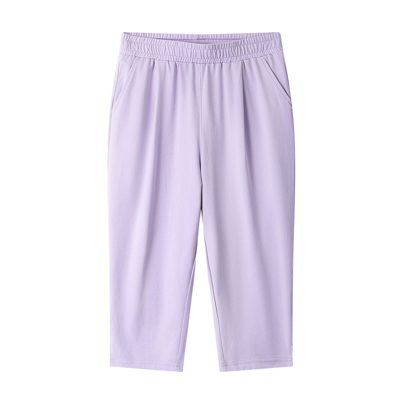 Summer Cropped Pants for Women 2026 New Style Pure Cotton Thin Sports Casual Petite Plus Size 7/8 Length Purple Hot Item